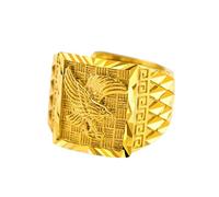 Anillo de águila dorada de cara ancha, anillo de águila voladora dorada, joyería de aleación personalizada, emblema de libertad, valor y perseverancia, regalo de joyería de moda (talla 7), Metal, Sin