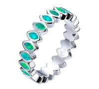 Anillo de aleación de ópalo de fuego de imitación blanco/verde/azul con diseño geométrico ovalado para mujer y hombre