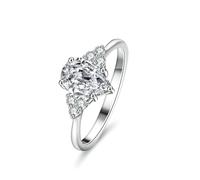 Anillo de amistad, anillos de amor para mujer con moissanita en forma de pera de 1,5 quilates, regalo para mujer, H 1/2, Platino, Moissanita
