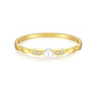 Anillo de amistad, anillos vintage para mujer, elegantes perlas y diamantes, oro amarillo, regalos únicos para amigas y mujeres, H 1/2, Oro amarillo de 9 quilates, Perla