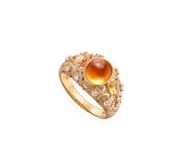 Anillo de amor y amistad, anillo de boda para mujer, ovalado con granate mandarina de 1,76 quilates y diamante, oro amarillo de 9 quilates, 14 quilates y 18 quilates, H 1/2, Oro amarillo de 14