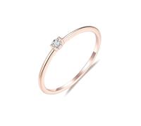 Anillo de amor y amistad, anillo de compromiso simple con diamante redondo solitario apilado de 0,04 quilates, oro blanco de 9 quilates, 14 quilates, 18 quilates, H 1/2, Oro rosa de 14 quilates