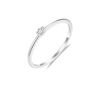 Anillo de amor y amistad, anillo de compromiso simple con diamante redondo solitario apilado de 0,04 quilates, oro blanco de 9 quilates, 14 quilates, 18 quilates, H 1/2, Oro blanco de 18 quilates