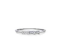 Anillo de amor y amistad, anillos únicos para mujer, geométrico, plata con forma rectangular, diamante sintético Pt950 y oro blanco, Q 1/2, Oro blanco de 9 quilates, Diamante sintético