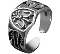 Anillo de ancla abierto para hombre, ajustable, vintage, con sello náutico, pirata, marinero, ancla, cruz, tridente, anillo de joyería de Navidad, regalos para hombres, padres y mujeres