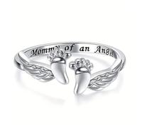 Anillo de ángel para aborto involuntario, anillo de recuerdo de ángel, grabado con huella infantil, pieza de recuerdo sentimental, diseño de accesorios de recuerdo emocional, joyería de tributo