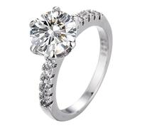 Anillo de ansiedad para mujer, talla 12, circonita cúbica blanca, circonita cúbica de 6 puntas, ajuste de canal, anillo para el día de San Valentín, joyería para adolescentes y niñas, 7, Metal, Sin