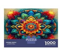 Anillo de Arco Iris Mandala 1000 Piezas Puzzle Familiar - Cartón Resistente & Puzzle Mindfulness Flores Circulares Vibrantes - Regalo De Mudanza 70x50cm/1000pcs para Adultos Y Niños
