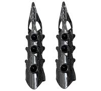 Anillo de armadura, 2 piezas de 1, 2 x 4, 5 pulgadas, anillo de dedo completo de metal, armadura de dedo con temática de calavera punk rock con piedras preciosas de resina para fiesta de Halloween