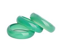 Anillo de banda de piedras preciosas de Jade, ágata verde natural de 3 unidades.