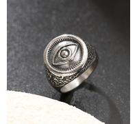 Anillo de Banda Ojo de Horus Vintage Antiguo 304L de Acero Inoxidable 304L para Hombre, Banda Ancha de Estilo de Moda de Tendencia, Accesorio de Streetwear con , Sin Batería