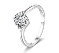 Anillo de boda, anillos apilados de 4 puntas, 0,5 quilates, diamantes creados en laboratorio, regalos únicos para amigas y mujeres, H 1/2, Oro blanco de 9 quilates, Diamante creado en laboratorio