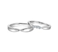 Anillo de boda bohemio, anillos de moda para mujer con diamantes de oro blanco y Pt950, bonitos regalos para mujer, V 1/2, Oro blanco de 14 quilates, No es una piedra preciosa