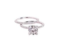 Anillo de boda con circonitas cúbicas de corte princesa chapado en oro blanco, 10