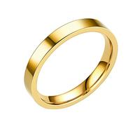 Anillo de boda de acero inoxidable macizo de 3 mm, para mujeres, hombres, geometría lisa, tamaño 6, movimiento 13, 6, Acero inoxidable, Sin piedras preciosas