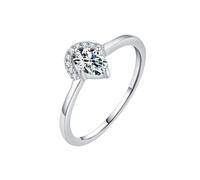 Anillo de boda de moissanita, oro blanco de 14 quilates, 9 quilates, Au375 y Au585, tamaño blanco, redondo, 7 x 7 mm, moissanita apilable para hermana simple, Q 1/2, Oro blanco de 9 quilates