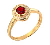 Anillo de boda de oro amarillo de 18 quilates, color rojo, rubí, ovalado, para mujer, con rubí de 0,42 quilates y zafiro, talla 66 (21,0), 66 (21.0), Metal precioso, Rubí