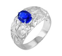 Anillo de boda de oro blanco de 18 quilates, zafiro azul ovalado, anillos para mujer, 4 dientes, ovalado, con forma de zafiro de 1,56 quilates, 65 (20.7), Metal precioso, Zafiro