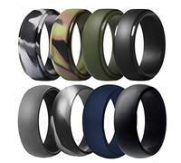 Anillo de boda de silicona para hombre, bandas de boda de goma transpirable para crossfit, pesca, caza, paquete de 8