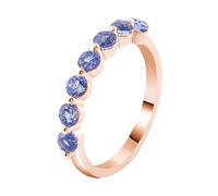 Anillo de boda para mujer, anillos de promesa redondos con zafiro, oro blanco de 9 quilates, regalos únicos para amigas y mujeres, H 1/2, Oro rosa de 18 quilates, Zafiro