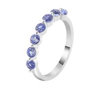 Anillo de boda para mujer, anillos de promesa redondos con zafiro, oro blanco de 9 quilates, regalos únicos para amigas y mujeres, H 1/2, Oro blanco de 14 quilates, Zafiro