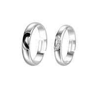 Anillo de boda regulable, anillo de plata para hombre 925 corazón con corazón ajustable, regalo de cumpleaños original, Ajustable, Plata 925/1000, No Gemstone