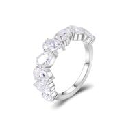 Anillo de boda simple de oro amarillo de 9 quilates, moissanita en forma de pera, tamaño H 1/2, mejora 3.0 para joyería de graduación lesbiana, L 1/2, Oro blanco de 9 quilates, Moissanita