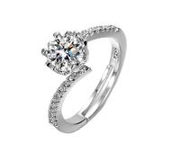 Anillo de brazo elegante y hermoso, copo de nieve, melocotón, corazón, abierto, ajustable, moderno y versátil, anillo abierto de gama alta incrustado, S, talla única, cobre blanco