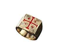 Anillo de Caballeros templarios Cruzados con Cruz de Malta para Hombre, Oro y Plata, Talla 7-14