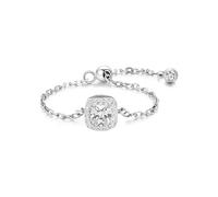 Anillo de cadena de plata 925 con circonita cuadrada - Joya ajustable y apilable para mujer, regalo de boda o promesa, estilo boho chic y moderno