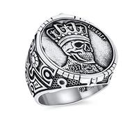 Anillo De Calavera Con Corona Gótica De Joyería De Biker Punk Rocker Para Hombres Con La Declaración De La Moneda De La Libertad De Eagle Head Liberty 1937 En Plata Esterlina Oxidada .925