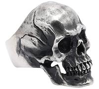 Anillo de calavera para hombre, vintage, plateado, negro, punk, retro, gótico, delicado, gótico, Metal, Sin piedras preciosas