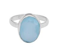 Anillo de calcedonia azul, anillo de plata de ley 925, anillo hecho a mano para mujer, anillo talla 8, regalo de Navidad de Estados Unidos para mujer