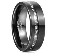 Anillo de carburo de tungsteno de 8 mm Anillo cepillado negro Gabaón Fragmentos de meteorito Joyería de boda de moda para hombre