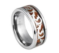 Anillo de carburo de tungsteno hawaiano de madera de koa tribal de 8 mm de ajuste cómodo / alianza de boda, 15, Madera, No