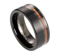 Anillo de carburo de tungsteno negro con incrustaciones de madera de koa hawaiana, 8 mm, ajuste cómodo, alianza de boda, 11, Madera, No