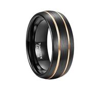 Anillo de carburo negro de 8 mm para hombre, diseño de doble línea azul, alianza de boda, anillo de compromiso, joyería, 9, Ágata