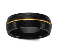 Anillo de cerámica negra con acabado antiarañazos y centro chapado en Ip amarillo de 8 mm, regalo de joyería para mamá, US 9.5 | EU 61 | DE 19.5 | JP 19 | UK S 3/4, Cerámica Metal, Sin piedras