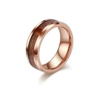 Anillo de chapa de madera incrustado de acero de tungsteno simple de 468 mm para parejas, anillo de emparejamiento de tungsteno dorado, accesorio hecho a mano de moda