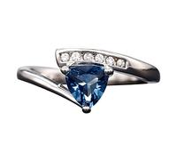 Anillo de circonita azul con micro incrustaciones de brazo trenzado, estilo ligero, para mujer, talla única, Cobre