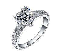 Anillo de circonita brillante con corazón para mujer, anillo de compromiso grueso para hombre, 10, Metal, Sin piedras preciosas