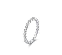 Anillo de circonita cúbica, plata de ley 925, estilo elegante con circonita cúbica completa, forma redonda, color plateado, ajuste cómodo, N 1/2, Circonia cúbica
