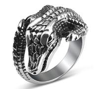 Anillo de cocodrilo para hombre, diseño de cocodrilo, estilo punk, elegante cocodrilo, joyas para hombre, Acero inoxidable, Sin piedras preciosas