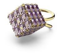 Anillo de cóctel Curiosa, Talla cuadrada, Morado, Baño tono oro 55