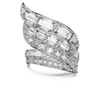 Anillo de cóctel Hyperbola, Tallas mixtas, Blanco, Baño de rodio 58