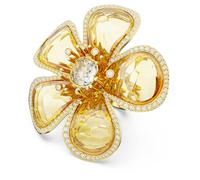 Anillo de cóctel Idyllia, Flor, Amarillo, Baño tono oro 52