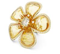 Anillo de cóctel Idyllia, Flor, Amarillo, Baño tono oro 55