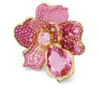 Anillo de cóctel Idyllia, Pavé, Flor, Rosa, Baño tono oro 60