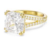 Anillo de cóctel Stilla, Talla cuadrada, Pavé, Blanco, Baño tono oro 50