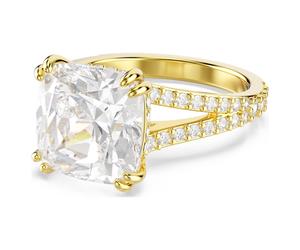 Anillo de cóctel Stilla, Talla cuadrada, Pavé, Blanco, Baño tono oro 58